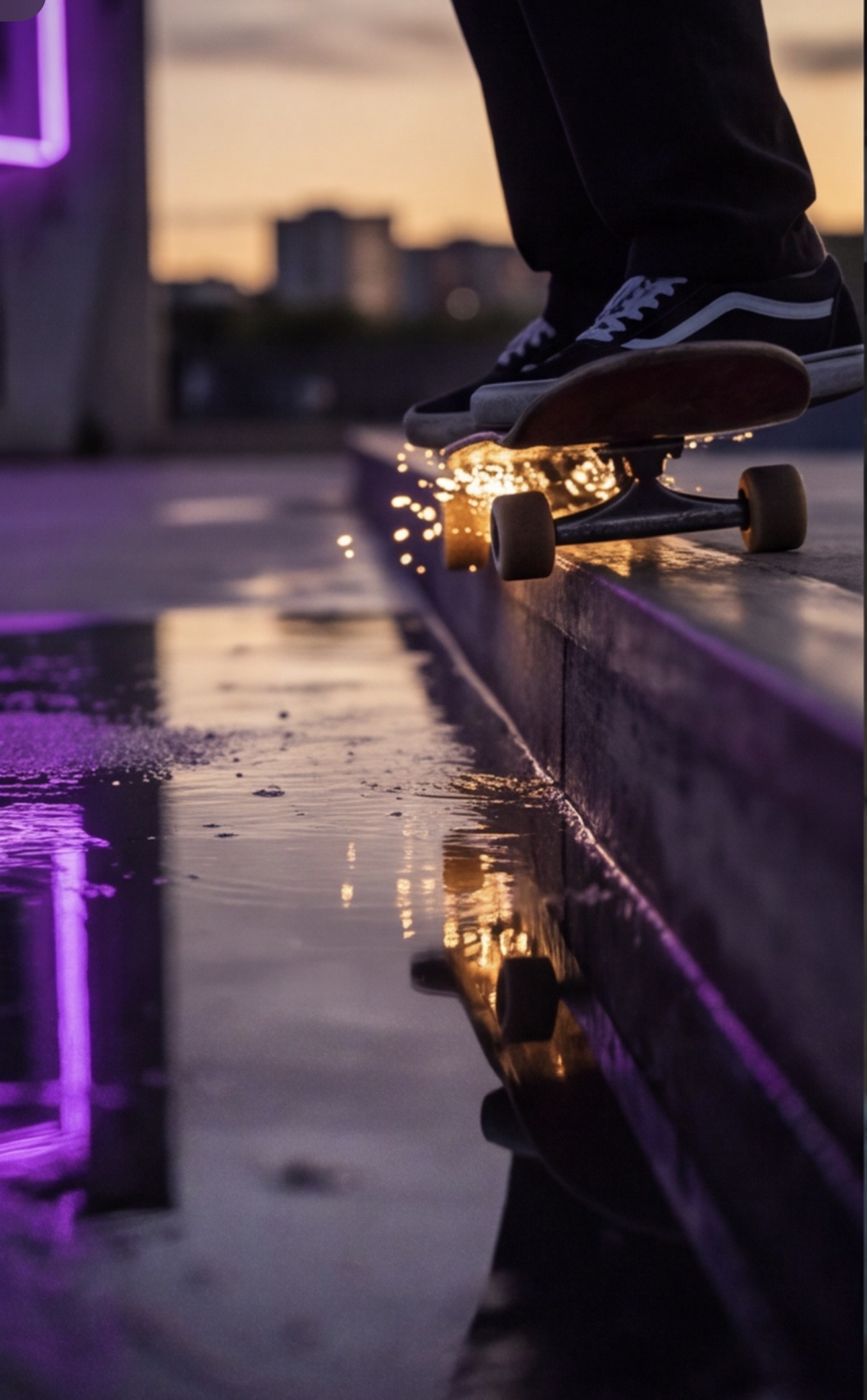 Skateboard på våd bygade